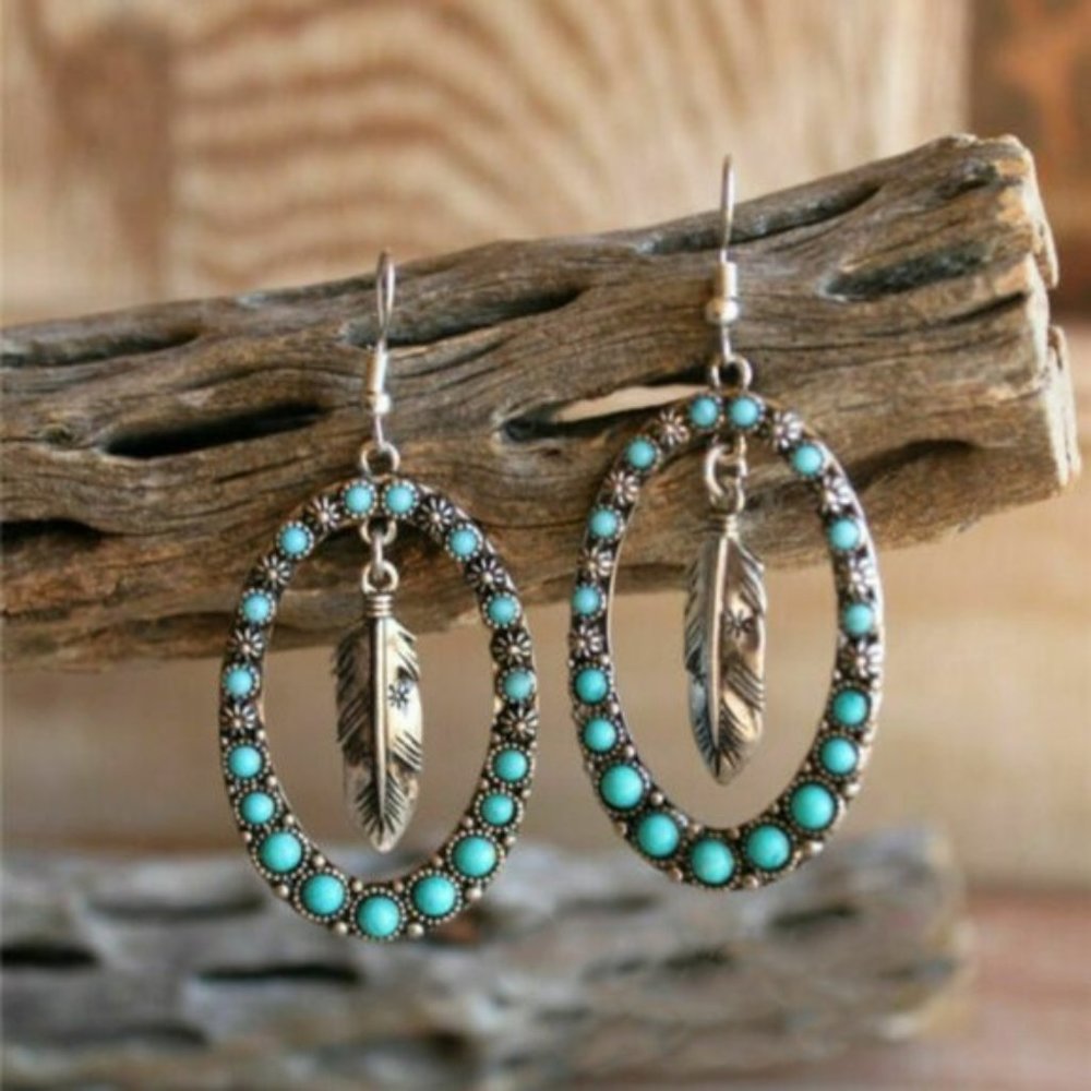 western/hippieTurquoise 925 Brassy gold dangle